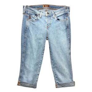 Vintage Y2K L.e.i. Low Rise Capri Jeans Light Wash Juniors Size 8 Cuffed Crop